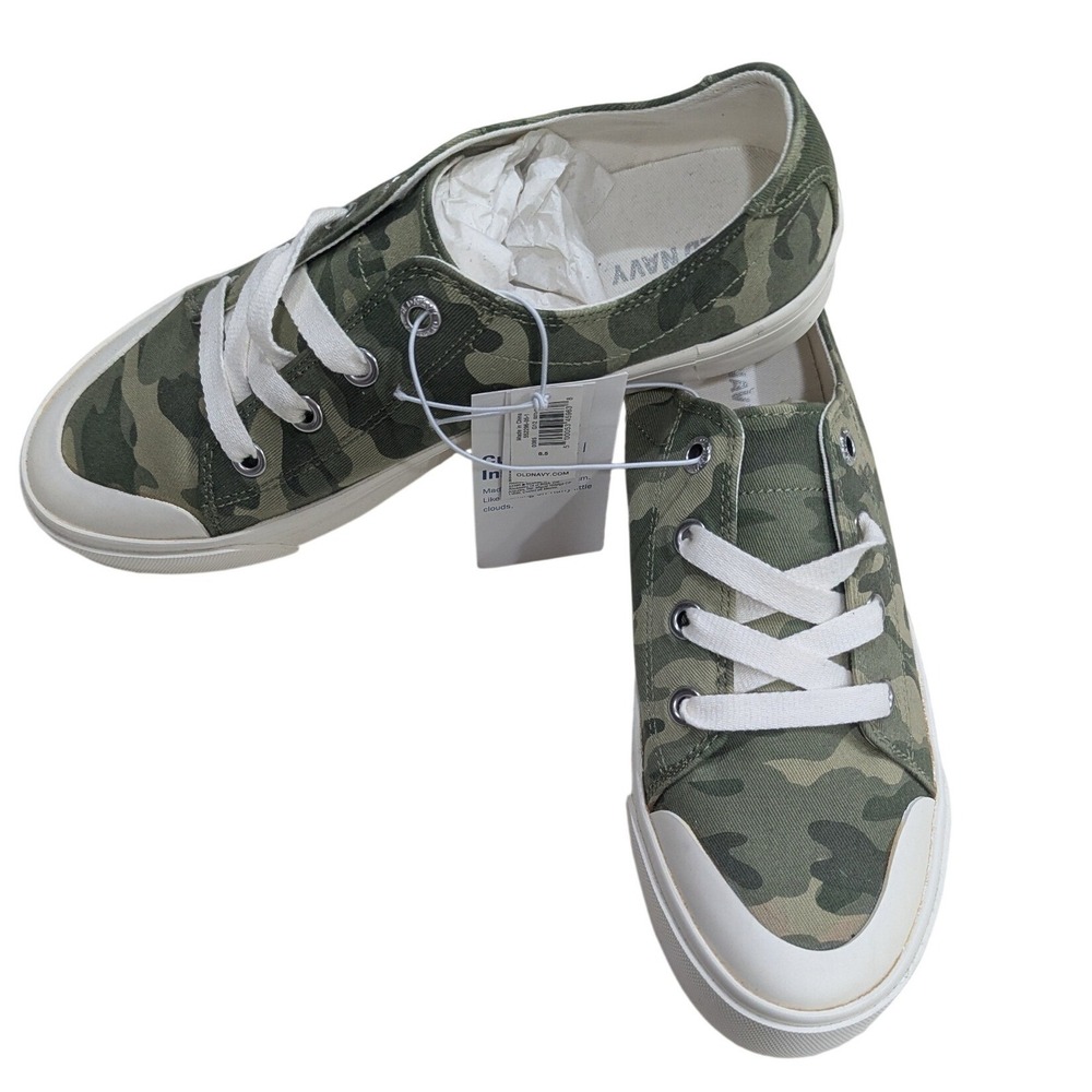 Old Navy Sneakers Camouflage Canvas Memory Foam Lace Up Size 8.5